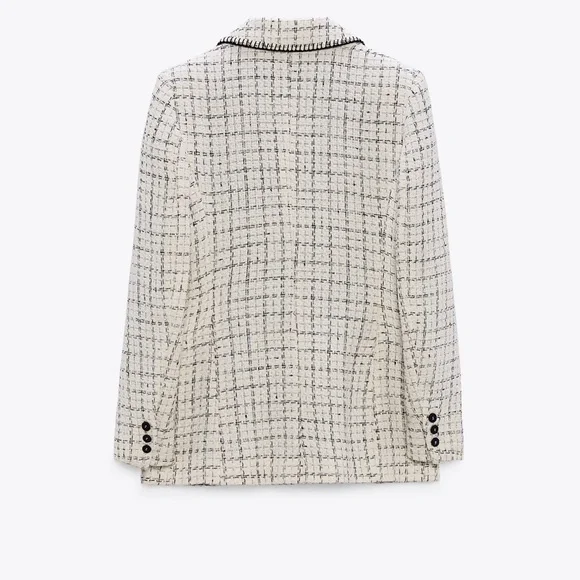 🌺ZARA DOUBLE BREASTED TEXTURED WEAVE JACKET 🌺